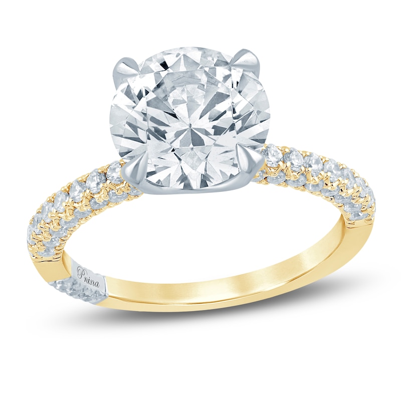 Main Image 1 of Pnina Tornai Certified Round-Cut Lab-Grown Diamond Engagement Ring 3-3/4 ct tw 14K Yellow Gold