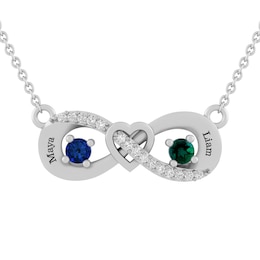Couple's Infinity Heart Necklace (2 Stones and Lines)