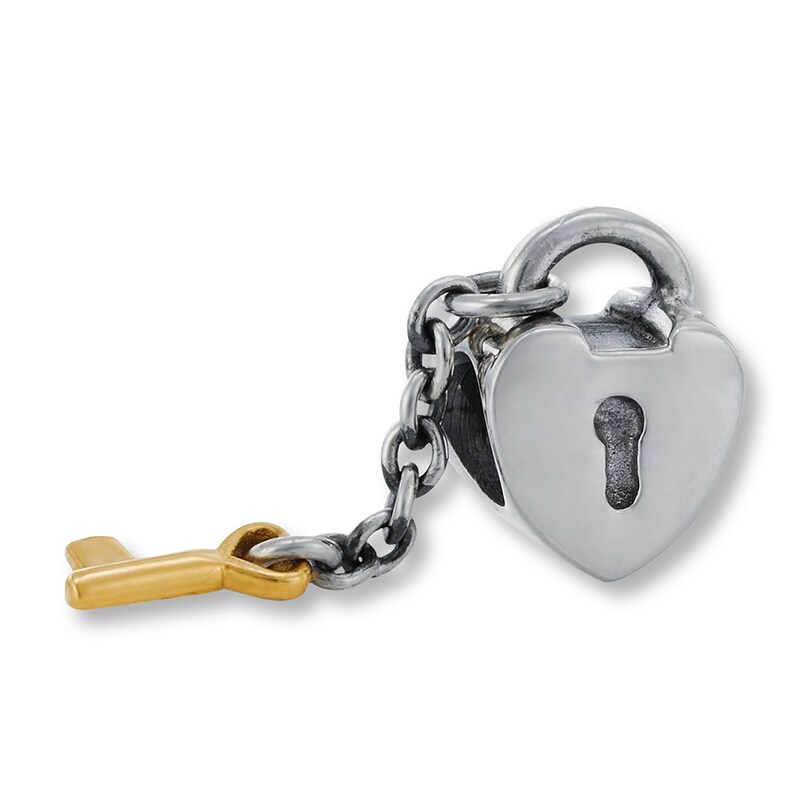 1 Sterling Silver Key to My Heart Charm Key and Love You Heart Lock Charms Set