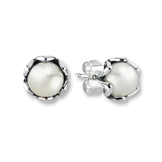 Jared Pandora Earrings Cultured Pearl Sterling Silver