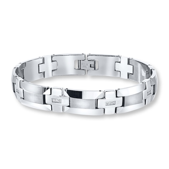 Men's Bracelet 1/8 ct tw Diamonds Tungsten