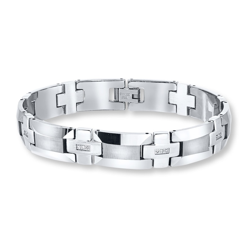 Men's Bracelet 1/8 ct tw Diamonds Tungsten 8.75