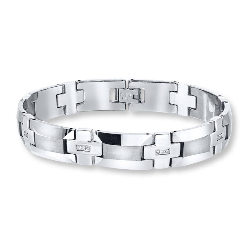 Men's Bracelet 1/8 ct tw Diamonds Tungsten 8.75"