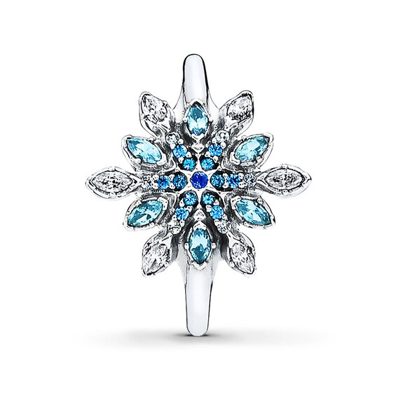 PANDORA Ring Snowflake Blue Crystal Sterling Silver PANDORA Jewelry
