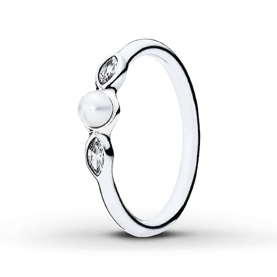 Jared Pandora Ring Petite Leaves Pearl Sterling Silver