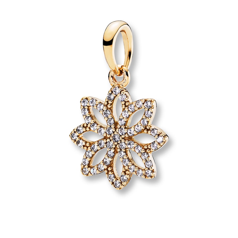 Main Image 1 of PANDORA Necklace Charm Lace Botanique 14K Yellow Gold - No Returns or Exchanges