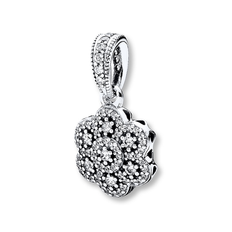 Main Image 1 of PANDORA Necklace Charm Crystalized Floral Sterling Silver - No Returns or Exchanges