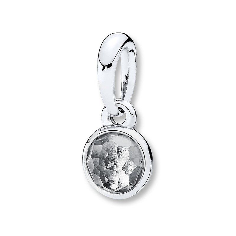 PANDORA Necklace Charm April Droplet Sterling Silver - No Returns or Exchanges