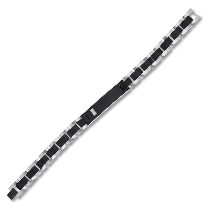 Main Image 2 of Men's Diamond Link Bracelet Stainless Steel 8.5"