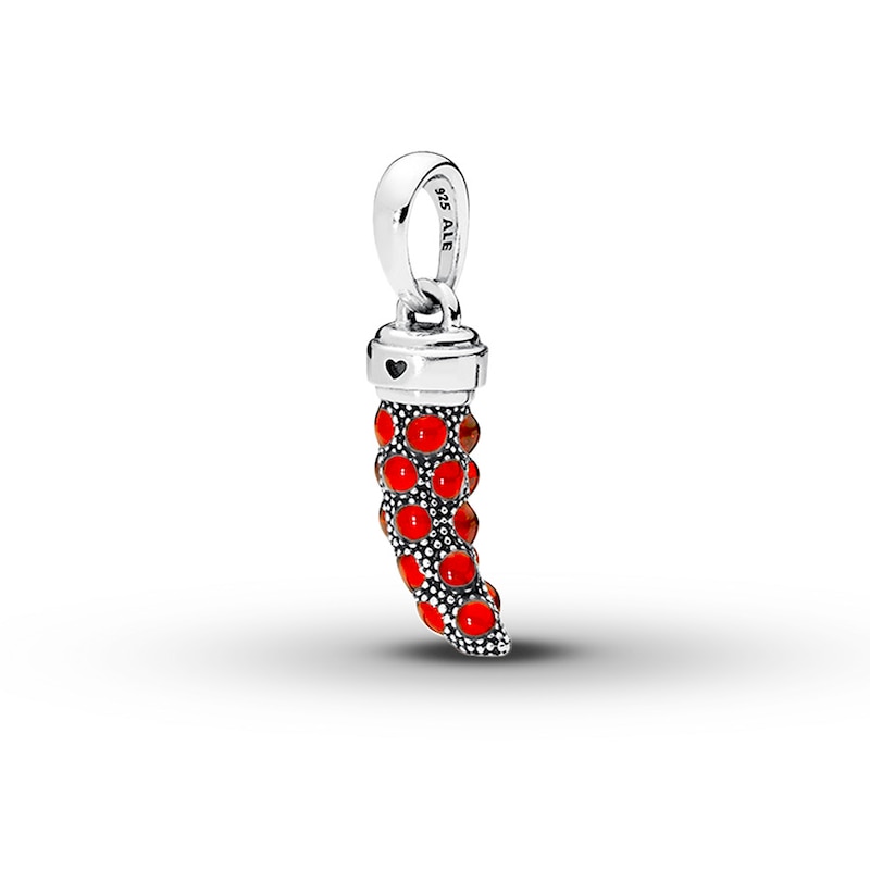 Main Image 1 of PANDORA Necklace Charm Red Italian Horn Sterling Silver- No Returns or Exchanges