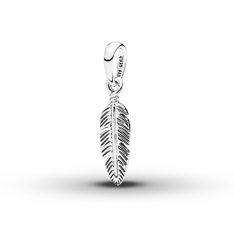PANDORA Necklace Charm Spiritual Feather Sterling Silver