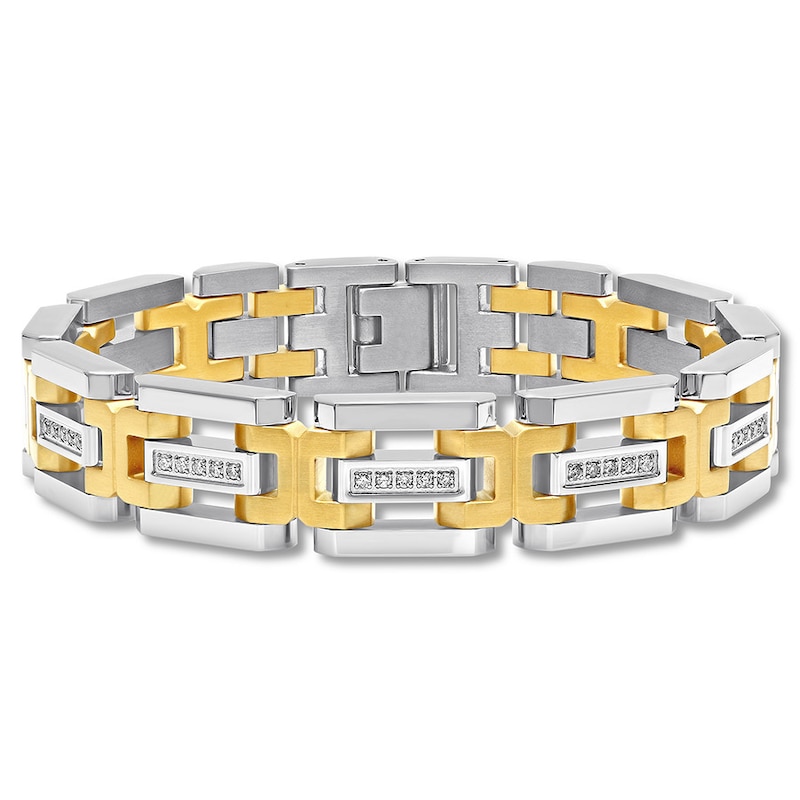 Main Image 1 of Men's Link Bracelet 1/2 ct tw Diamonds Stainless Steel 8.25"