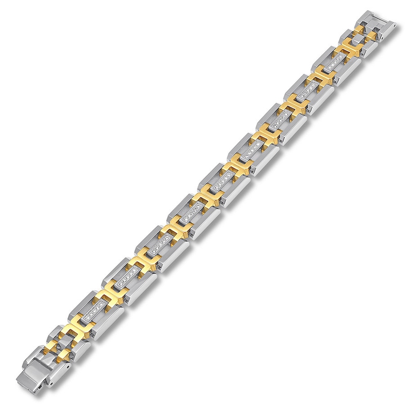 Main Image 2 of Men's Link Bracelet 1/2 ct tw Diamonds Stainless Steel 8.25"