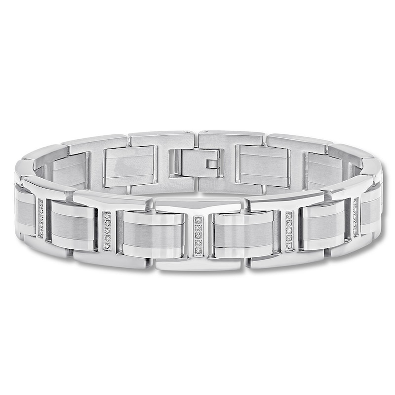 Main Image 1 of Men's Link Bracelet 1/4 ct tw Diamonds Stainless Steel