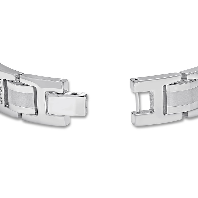 Main Image 3 of Men's Link Bracelet 1/4 ct tw Diamonds Stainless Steel