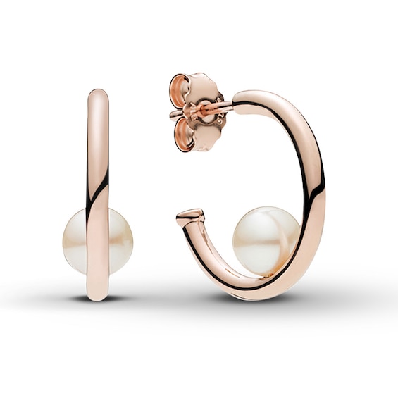 Jared Pandora Rose Hoop Earrings Contemporary Pearl