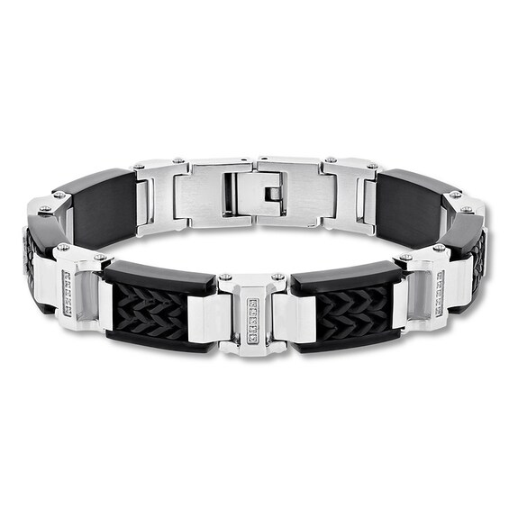 Mens Diamond Bracelet 16 ct tw Stainless SteelIonPlating