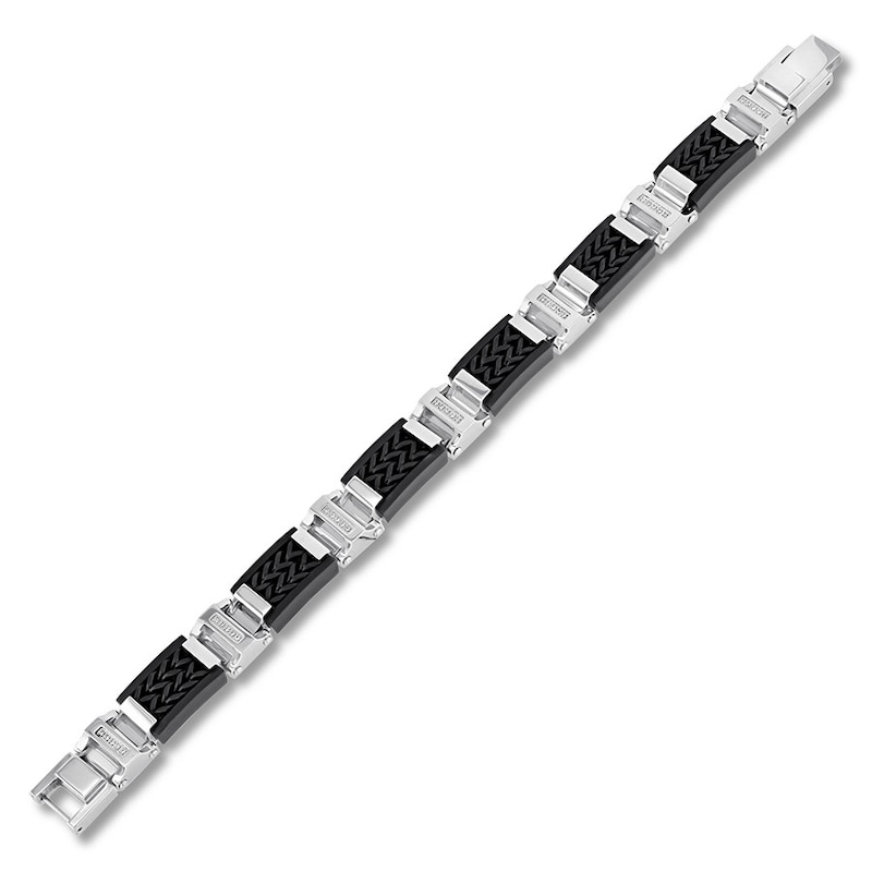 Main Image 2 of Men's Diamond Bracelet 1/6 ct tw Stainless Steel/Ion-Plating