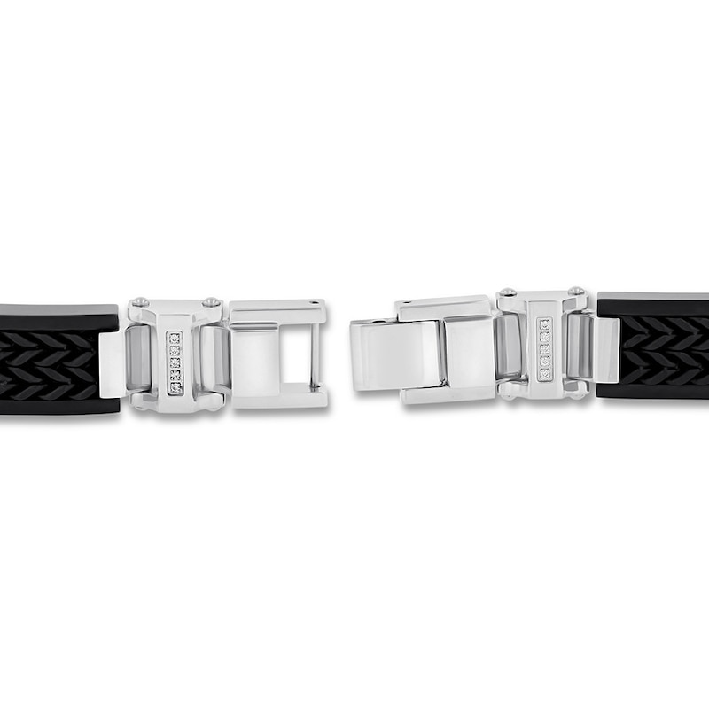 Main Image 3 of Men's Diamond Bracelet 1/6 ct tw Stainless Steel/Ion-Plating