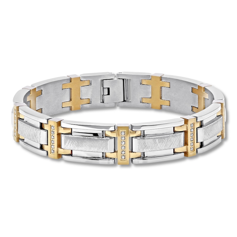 Main Image 1 of Men's Diamond Bracelet 3/8 ct tw Stainless Steel/Ion-Plating