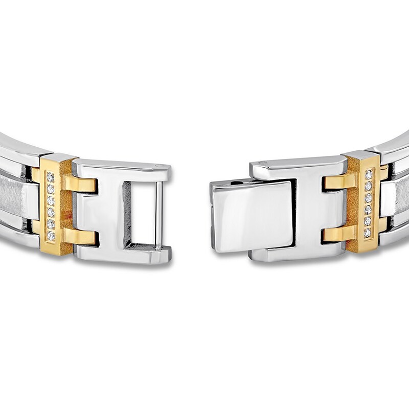 Main Image 3 of Men's Diamond Bracelet 3/8 ct tw Stainless Steel/Ion-Plating