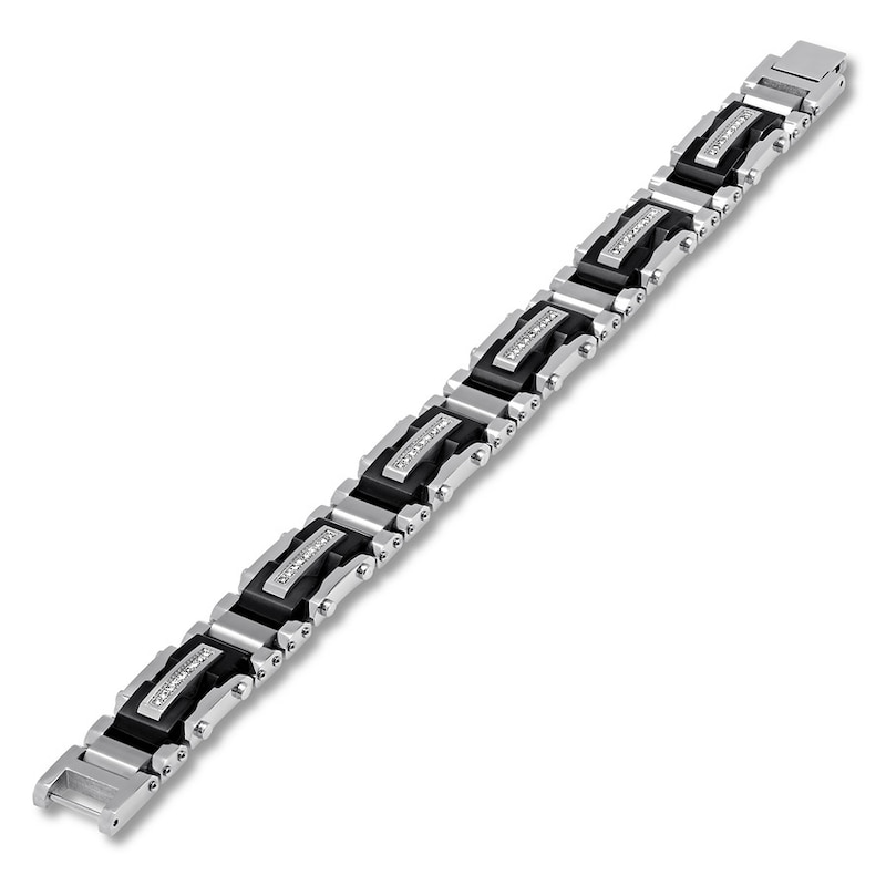 Main Image 2 of Men's Diamond Bracelet 3/8 ct tw Stainless Steel/Ion-Plating