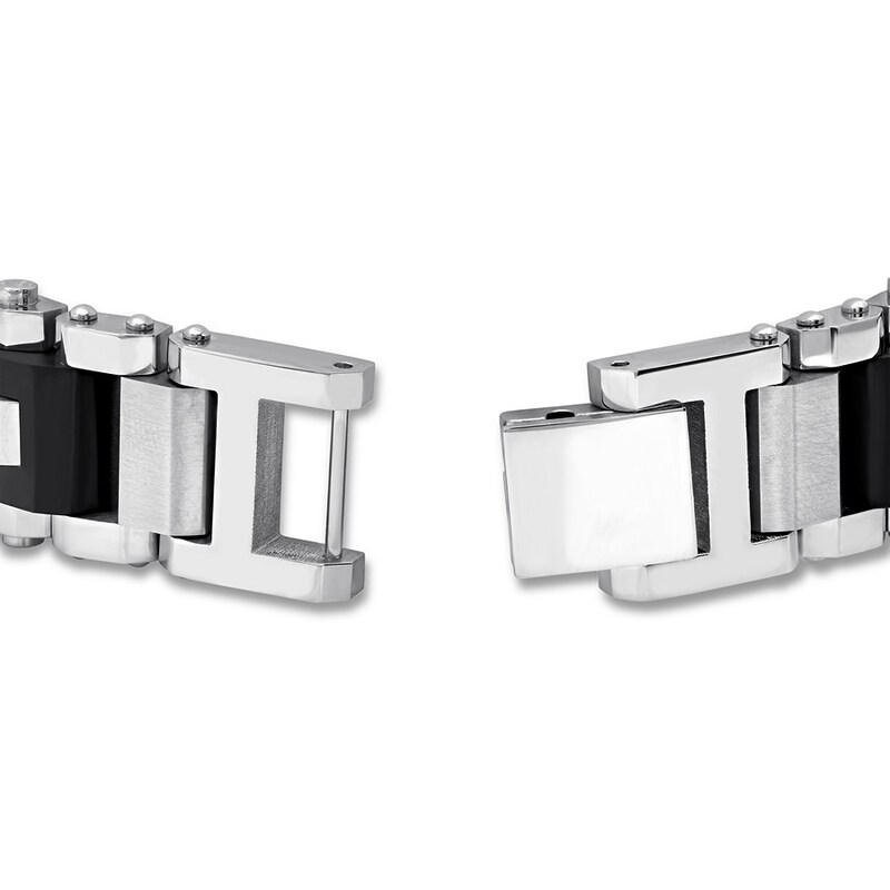 Main Image 3 of Men's Diamond Bracelet 3/8 ct tw Stainless Steel/Ion-Plating