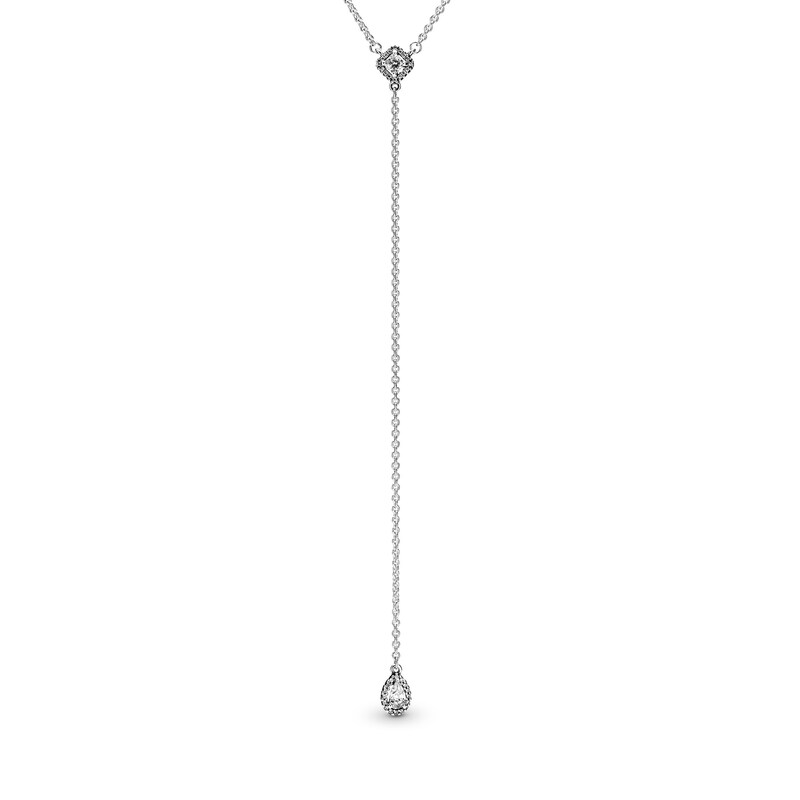 Pandora Geometric Shapes Y Necklace Cz Sterling Silver Gemstone Pandora Geometric Shapes Y Necklace Cz