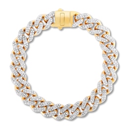 Diamond Curb Bracelet 1 1/5 ct tw Round 10K Yellow Gold