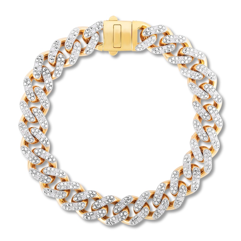 Diamond Curb Bracelet 1 1/5 ct tw Round 10K Yellow Gold