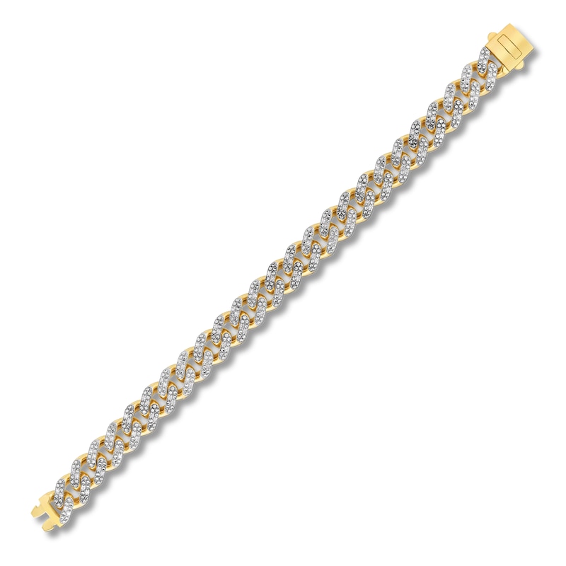 Main Image 2 of Diamond Curb Bracelet 1 1/5 ct tw Round 10K Yellow Gold