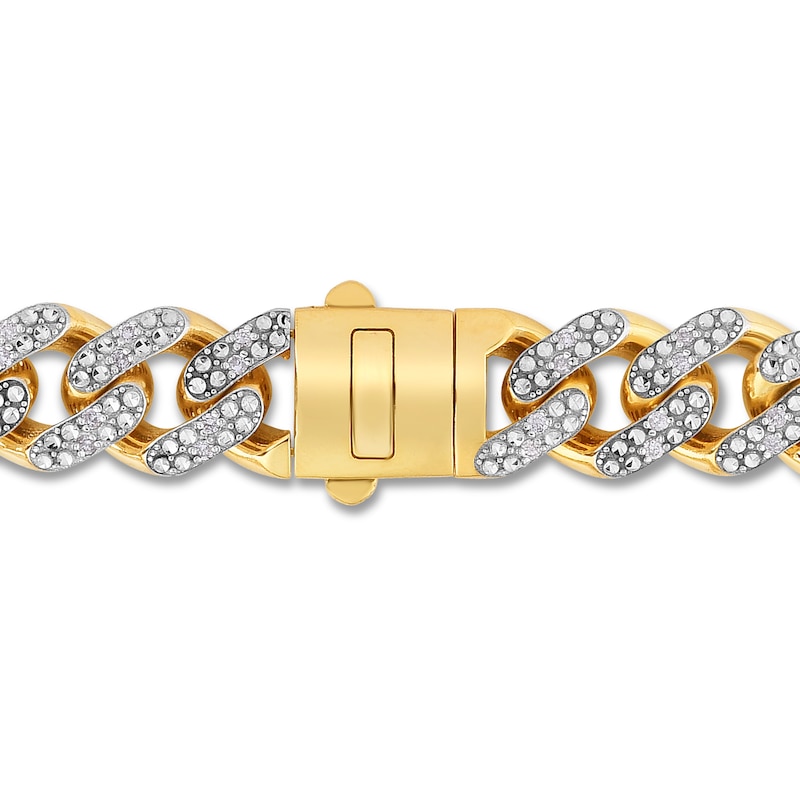 Diamond Curb Bracelet 1 1/5 ct tw Round 10K Yellow Gold