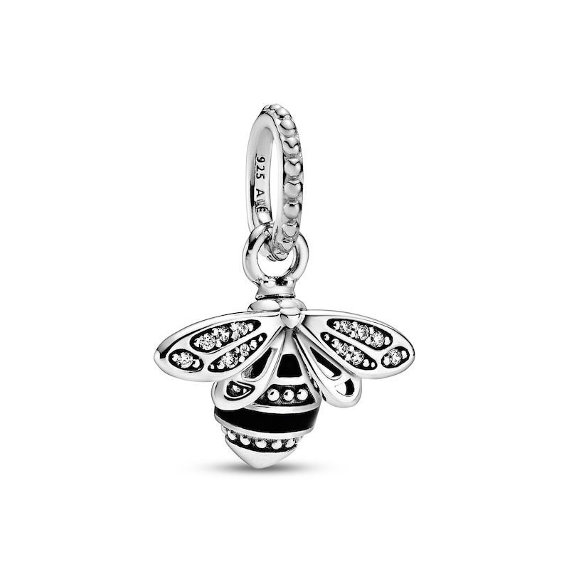 Main Image 1 of PANDORA Sparkling Queen Bee Pendant Black Enamel CZ Sterling Silver