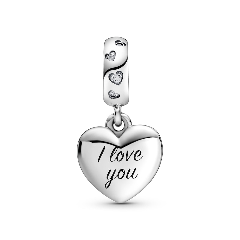 Main Image 2 of PANDORA Mom Script Heart Enamel Charm CZ Sterling Silver