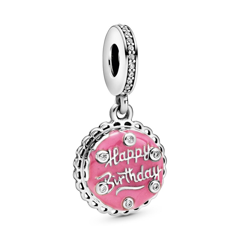 Main Image 1 of PANDORA Pink Birthday Cake Enamel Charm Sterling Silver