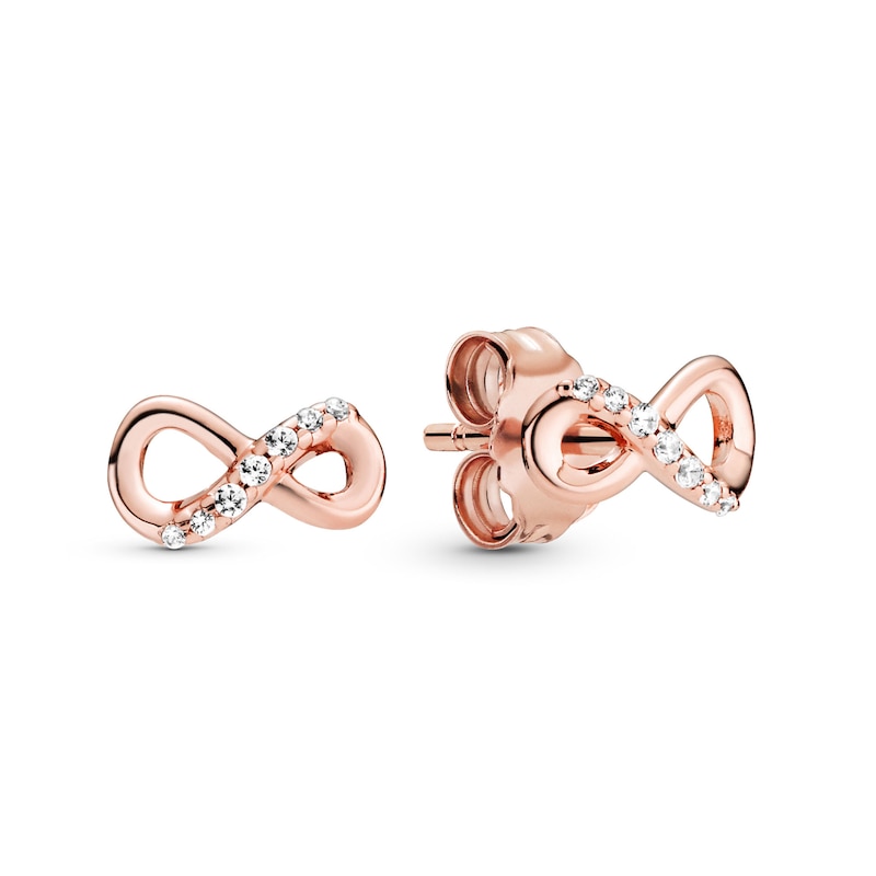 Main Image 1 of PANDORA Rose Sparkling Infinity Knot Earrings CZ