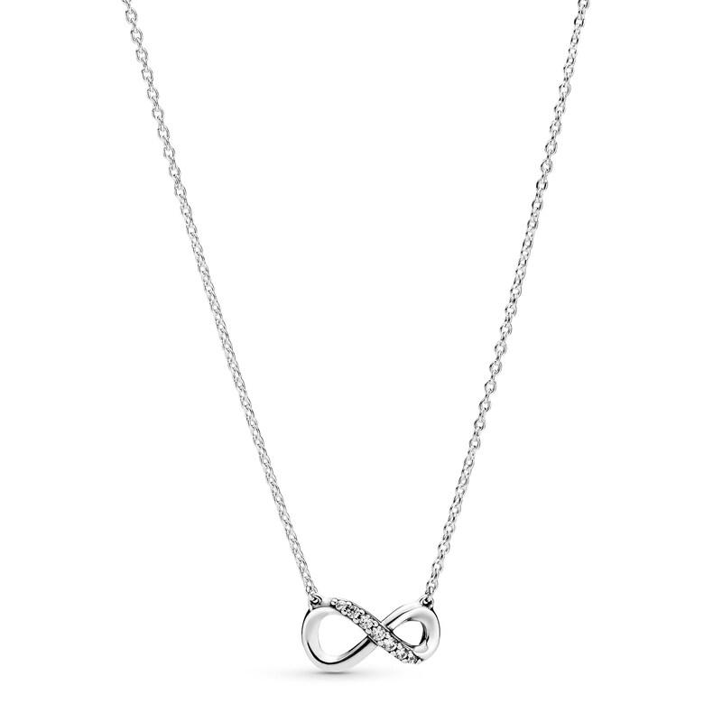 Main Image 1 of PANDORA Sparkling Infinity Knot Necklace Sterling Silver 19.7"