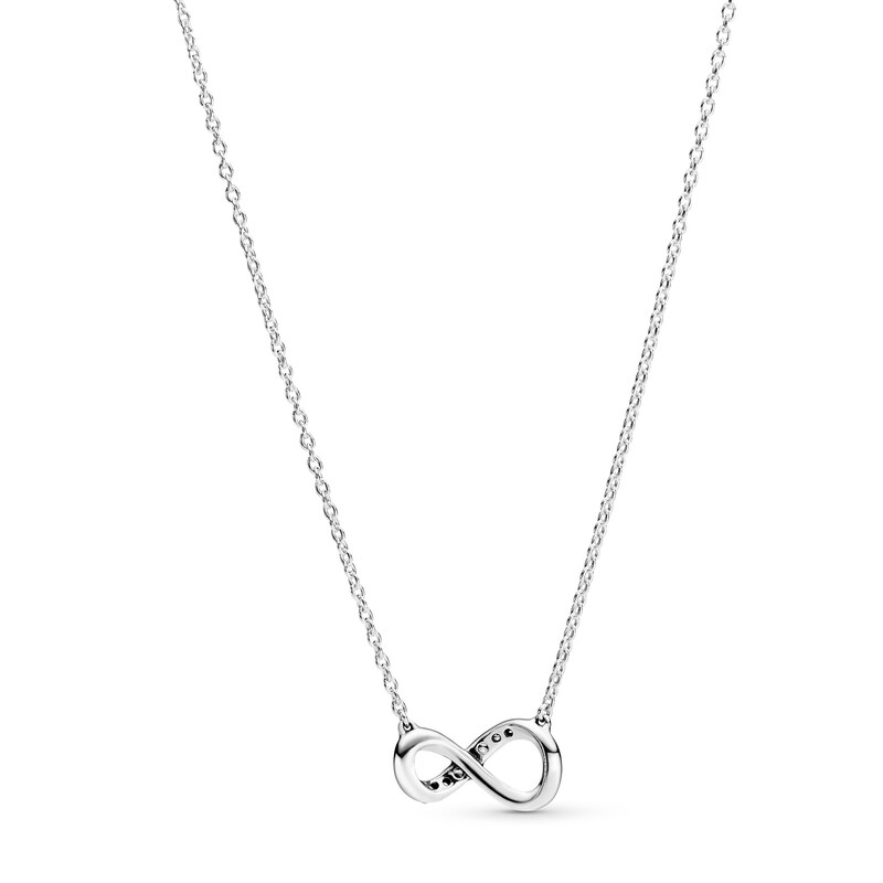 Main Image 2 of PANDORA Sparkling Infinity Knot Necklace Sterling Silver 19.7"