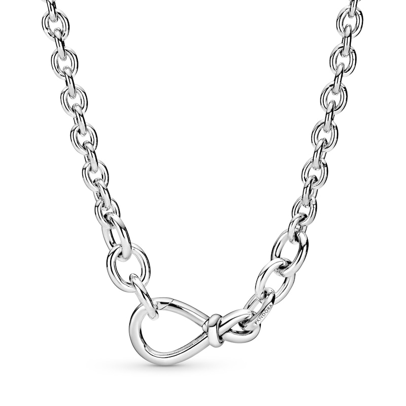 Main Image 1 of PANDORA Chunky Infinity Knot Necklace Sterling Silver 19.7"