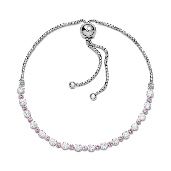 PANDORA Pink & Clear Sparkling Bolo Bracelet Sterling Silver 9.8 ...