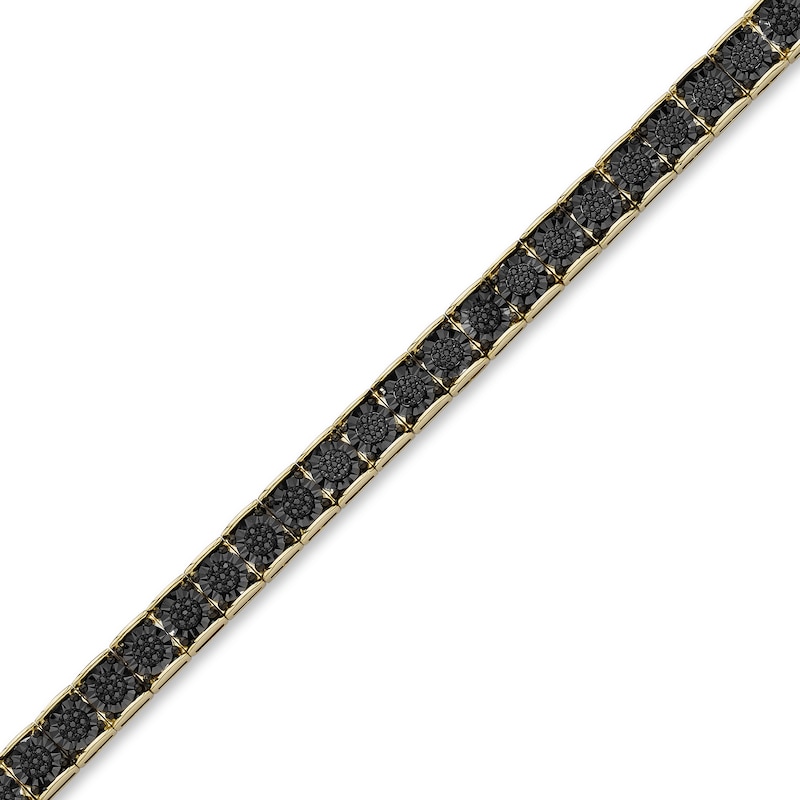 Men's Black Diamond Tennis Bracelet 1-1/3 ct tw Round 10K Yellow Gold