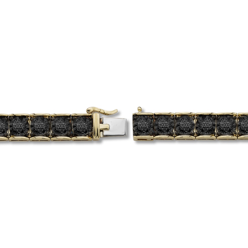 Men's Black Diamond Tennis Bracelet 1-1/3 ct tw Round 10K Yellow Gold