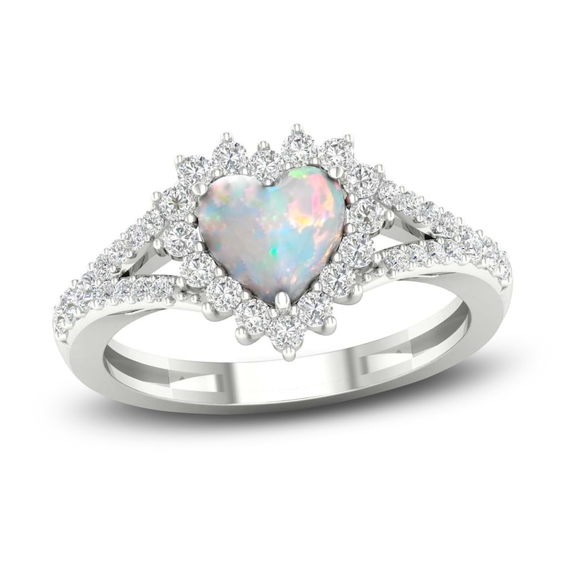 Lab-Created Opal & White Lab-Created Sapphire Ring Sterling Silver | Jared