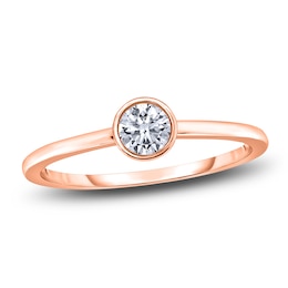Diamond Solitaire Engagement Ring 1/2 ct tw Bezel-Set Round 14K Rose Gold (I2/I)