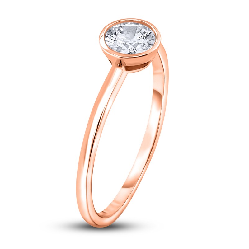 Main Image 2 of Diamond Solitaire Engagement Ring 1/2 ct tw Bezel-Set Round 14K Rose Gold (I2/I)