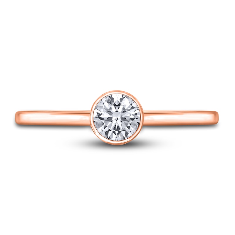 Main Image 3 of Diamond Solitaire Engagement Ring 1/2 ct tw Bezel-Set Round 14K Rose Gold (I2/I)