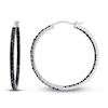 Thumbnail Image 0 of Black Diamond Hoop Earrings 2-1/5 ct tw Round Sterling Silver