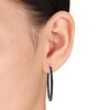 Thumbnail Image 1 of Black Diamond Hoop Earrings 2-1/5 ct tw Round Sterling Silver