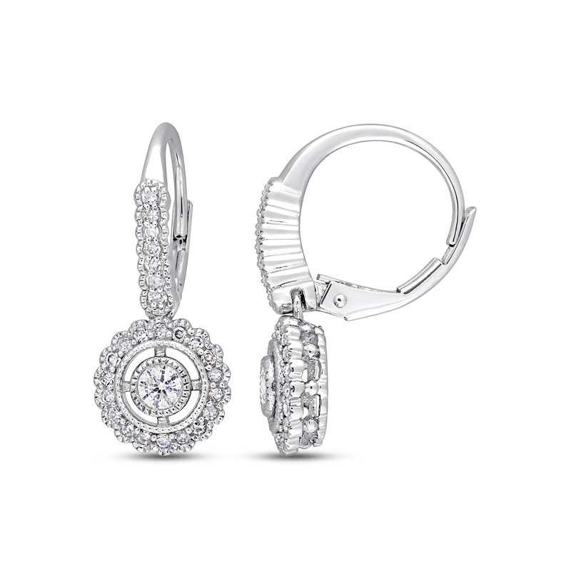 Diamond Halo Earrings 1/2 ct tw Round 10K White Gold