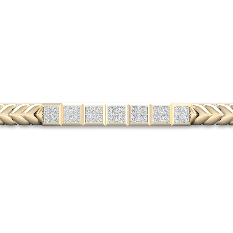 Men's Diamond Bracelet 1-1/3 ct tw Princess 10K Yellow Gold